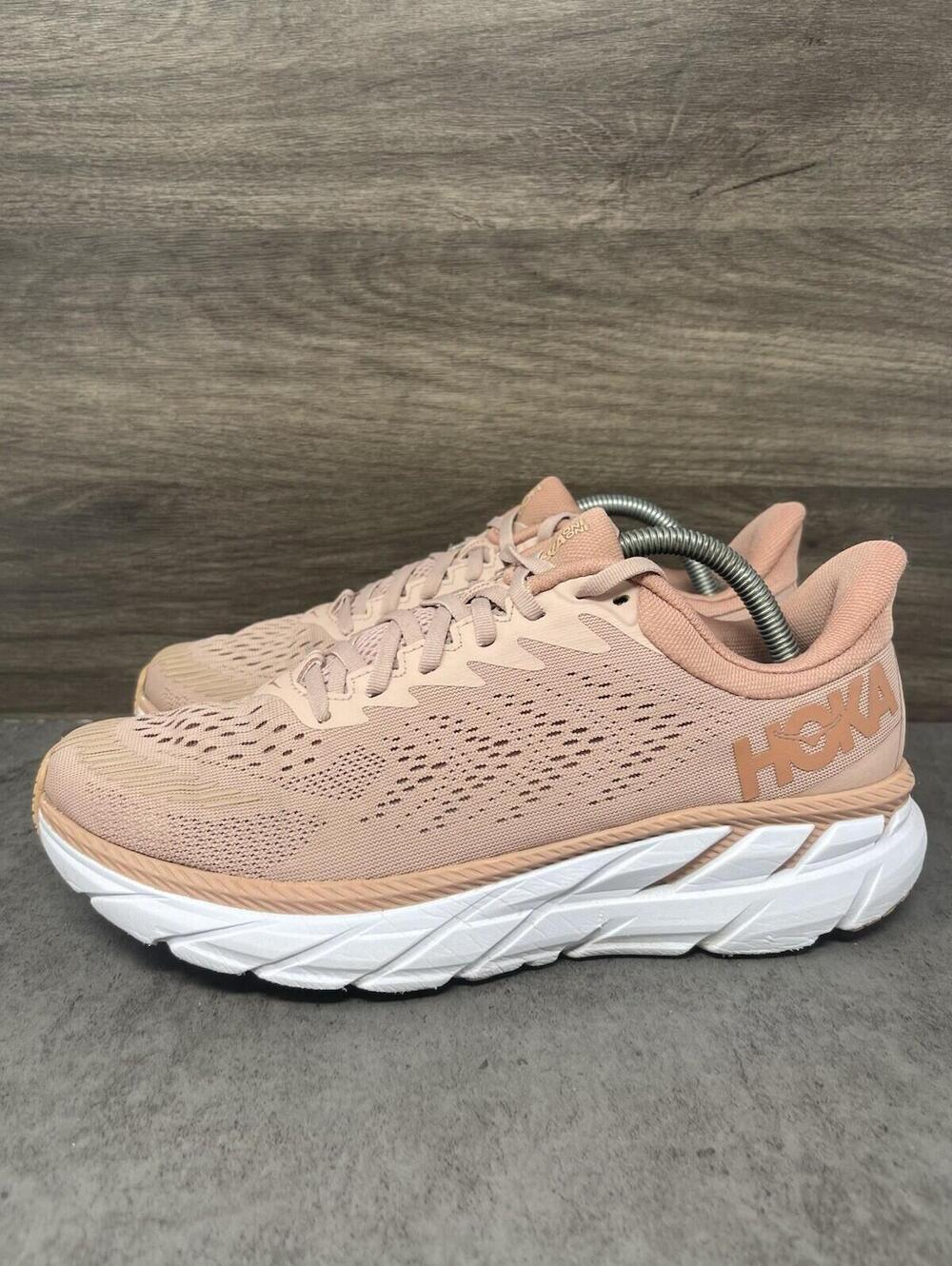 HOKA Clifton 7 Sneakers Womens Size 10 Misty Rose Pink Running Athletic Trainer - Picture 1 of 11